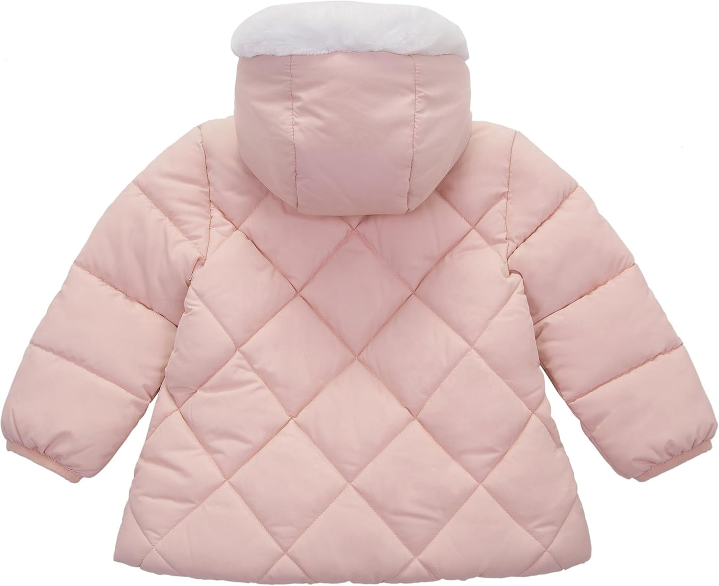 Rokka&Rolla Baby Girls' Water-Resistant Puffer Jacket Hooded Winter Coat with Soft Mini Fur Lining for Newborn Infant Toddler