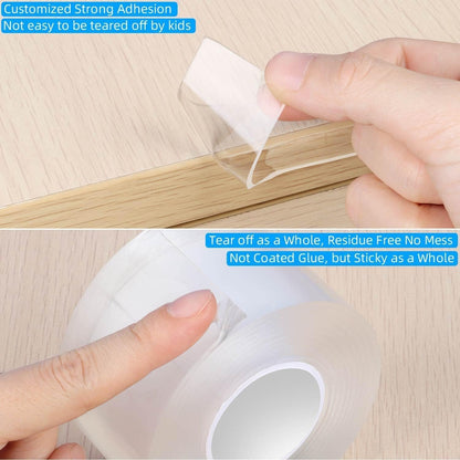 2Pack Clear Edge Protector Strip, 0.8in x 6.56FT(13.12FT Total), Sharp Edge Wrap Cover Tape, Self Adhesive Protective Corner Bumper Guards for Cabinet Door Desk Glass Table Furniture, Countertop