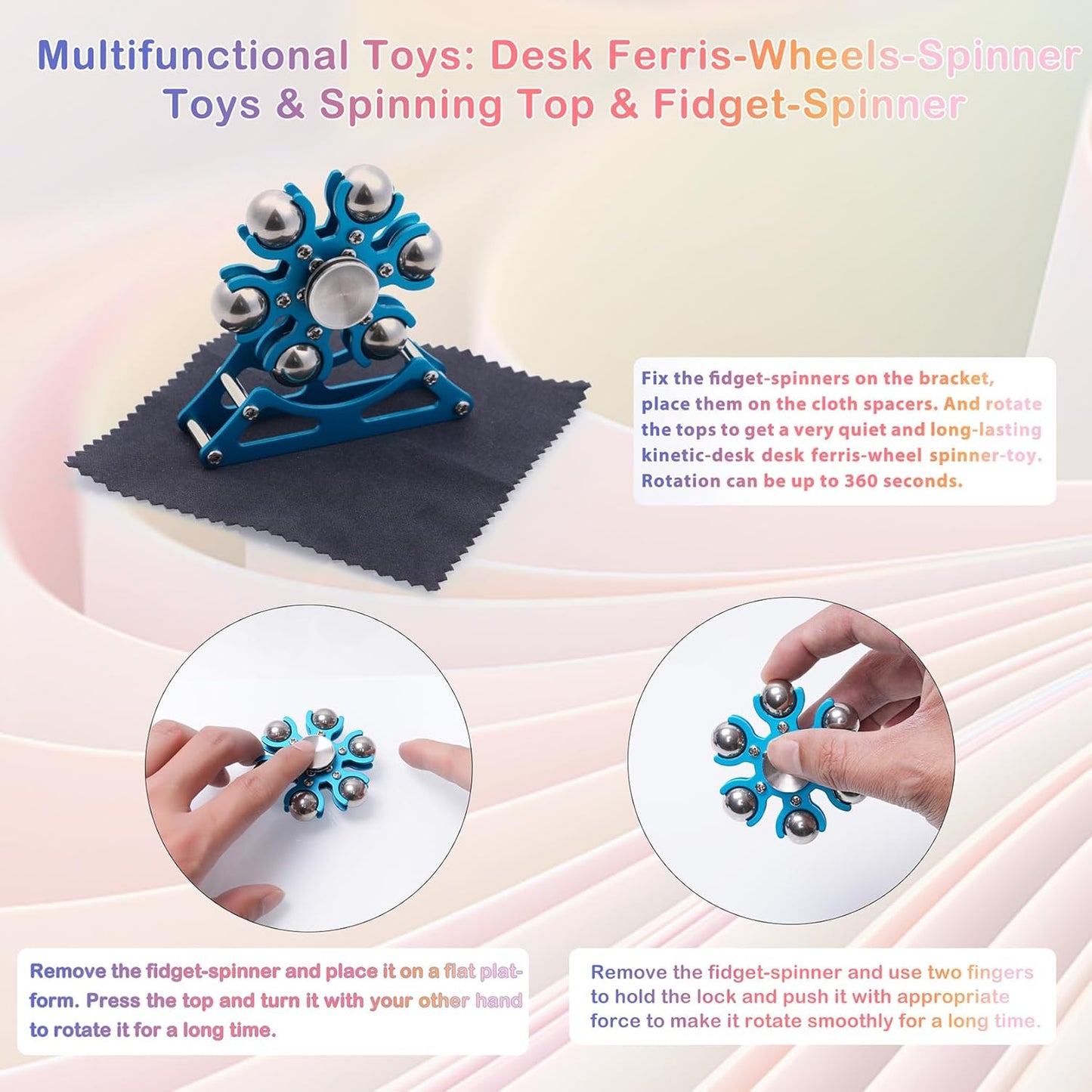 Desk-Fidget-Toys for Ferris-Wheels-Spinner: Metal Kinetic-Spinner 4mins, Cool-Gadgets for Kid Children Teen Adult EDC-Toy, ADHD Tools Cool-Stuff Stress Relief Gift for Office Home School Christmas