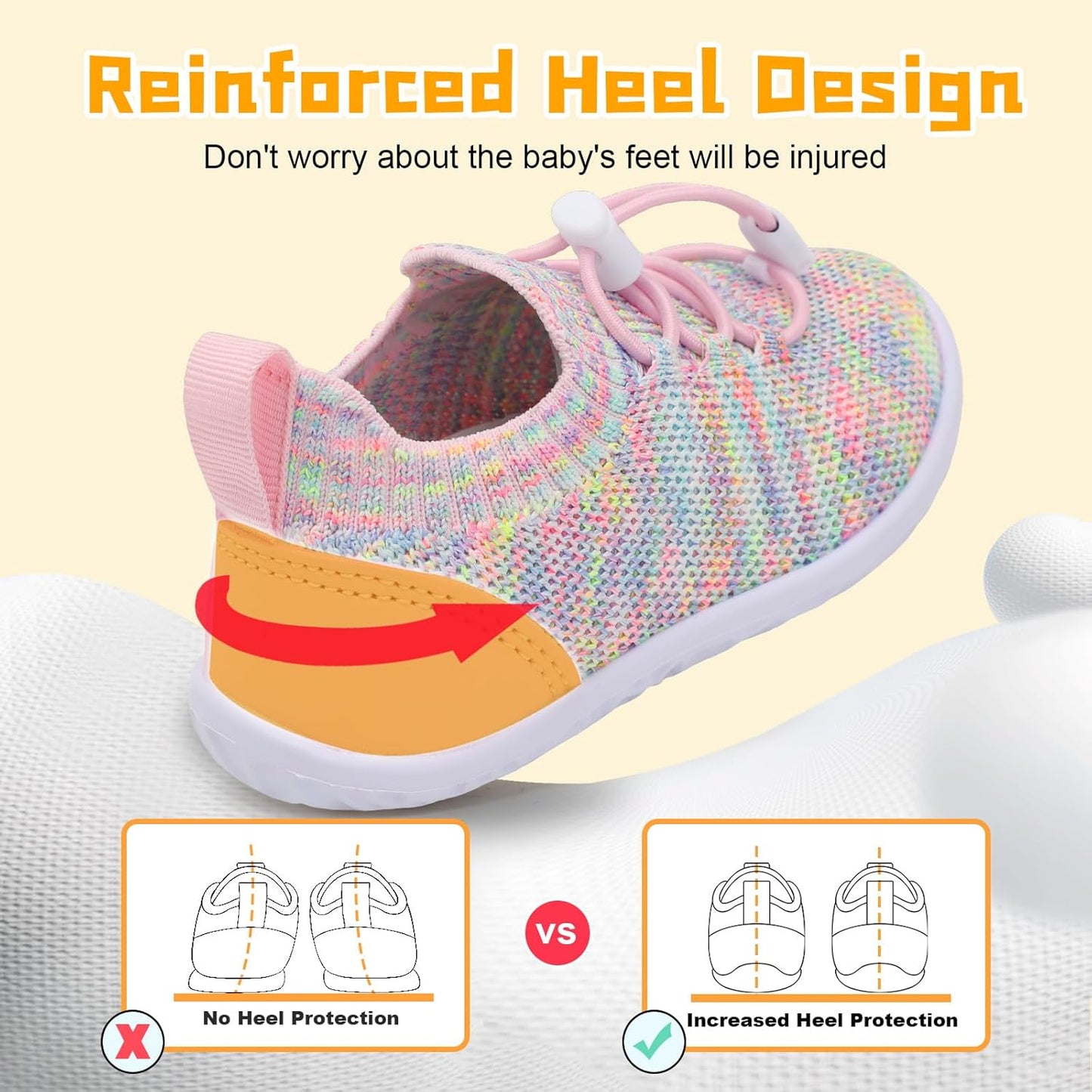 FEETCITY Baby Shoes Boys Girls First Walking Shoes Lightweight Infant Sneakers Slip On Shoe