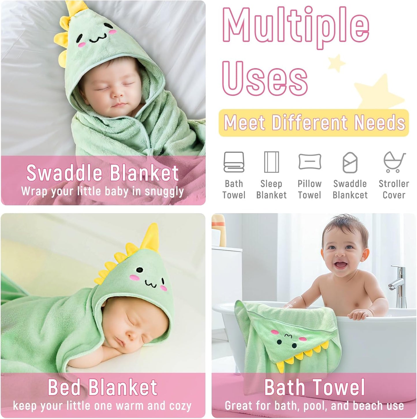 Personalized Baby Towels Hooded with Name, Custom Toddler Bath Towel with Hood for Girl Boy, Warm