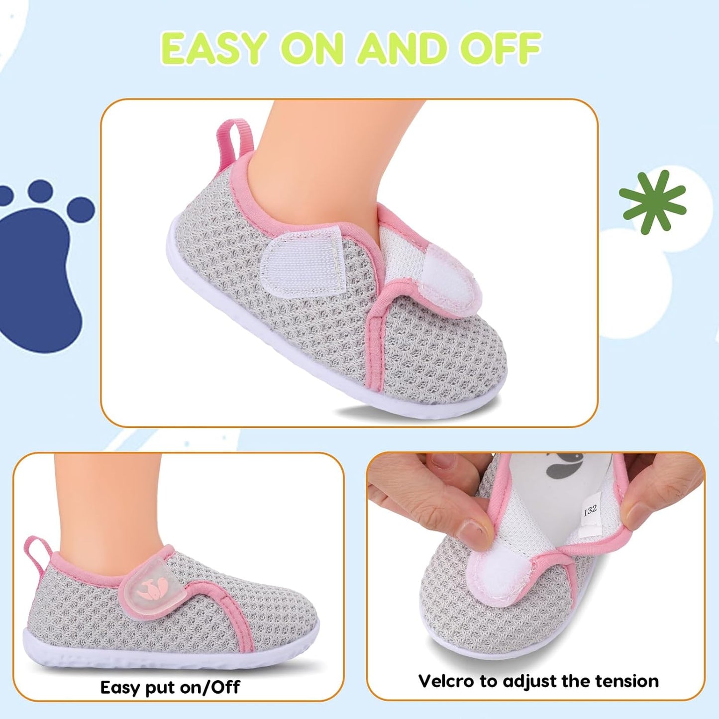 FEETCITY Baby Boys Girls First Walking Shoes Infant Sneakers Crib Shoes Breathable Lightweight Slip On Shoes