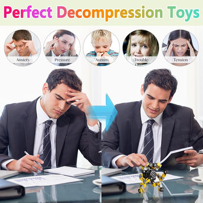 Transformable Fidget Spinners 8 Pcs for Kids and Adults Stress Relief Sensory Toys for Boys and Girls Fingertip Gyros for ADHD Autism for Kids (Fingertoy-8pc)