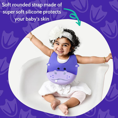 Silly Goose Set of 2 Silicone Baby Bibs, for Babies and Toddlers, Waterproof, Adjustable, Soft