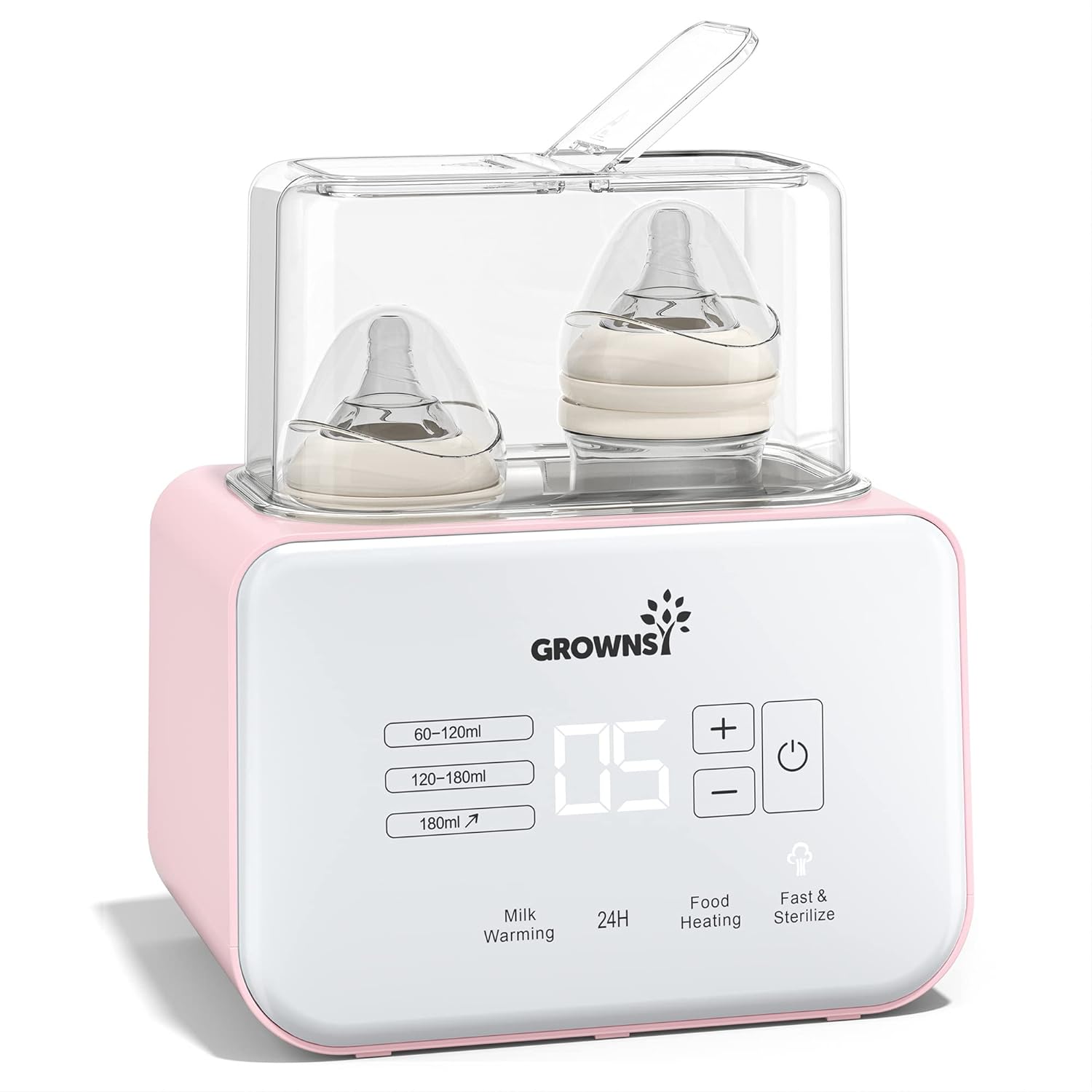 Baby Bottle Warmer, Gronwsy 8-in-1 Fast Milk Warmer with Timer Breastmilk or Formula, Fits 2
