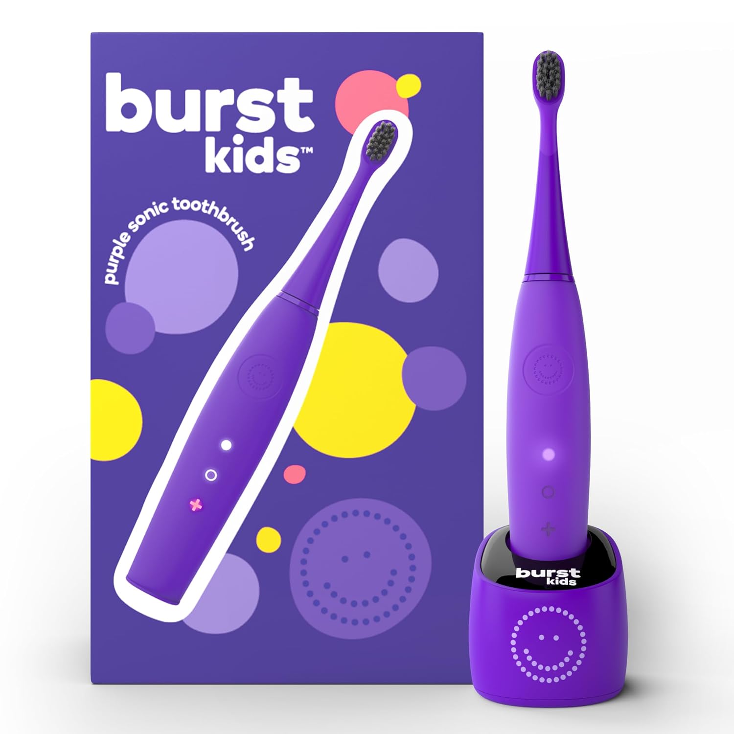 Burst Kids & Toddlers Electric Toothbrush (Purple) | Soft Bristles | Two Minute Timer |