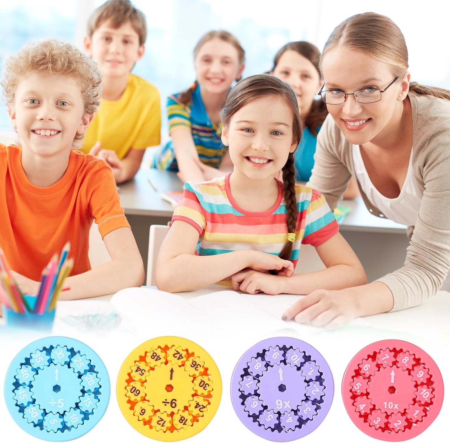 Math Fidget Spinners, Math Fidget Toy Multiplication for Kids, Math Facts Fidget Spinners, Learning Multiplication and Division Education Toys for Kids, Math Game for Home School Classroom Prizes
