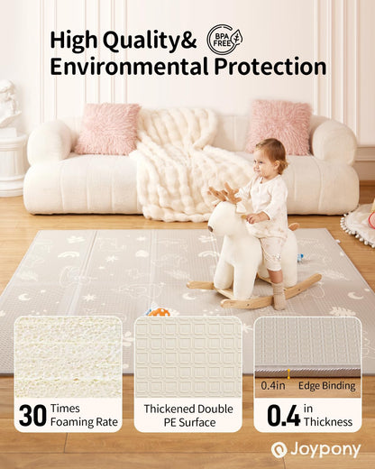 Baby Play Mat, 47 x 47 Inch Foldable Play Mats for Babies and Toddlers, Waterproof & Anti-Slip Portable Baby Floor Mat for Baby Playpen, Baby Mat for Floor with Travel Bag
