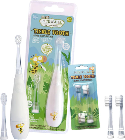 Jack N' Jill Tickle Tooth Toddler Electric Toothbrush with Replacement Head - Gentle Cleaning, Made