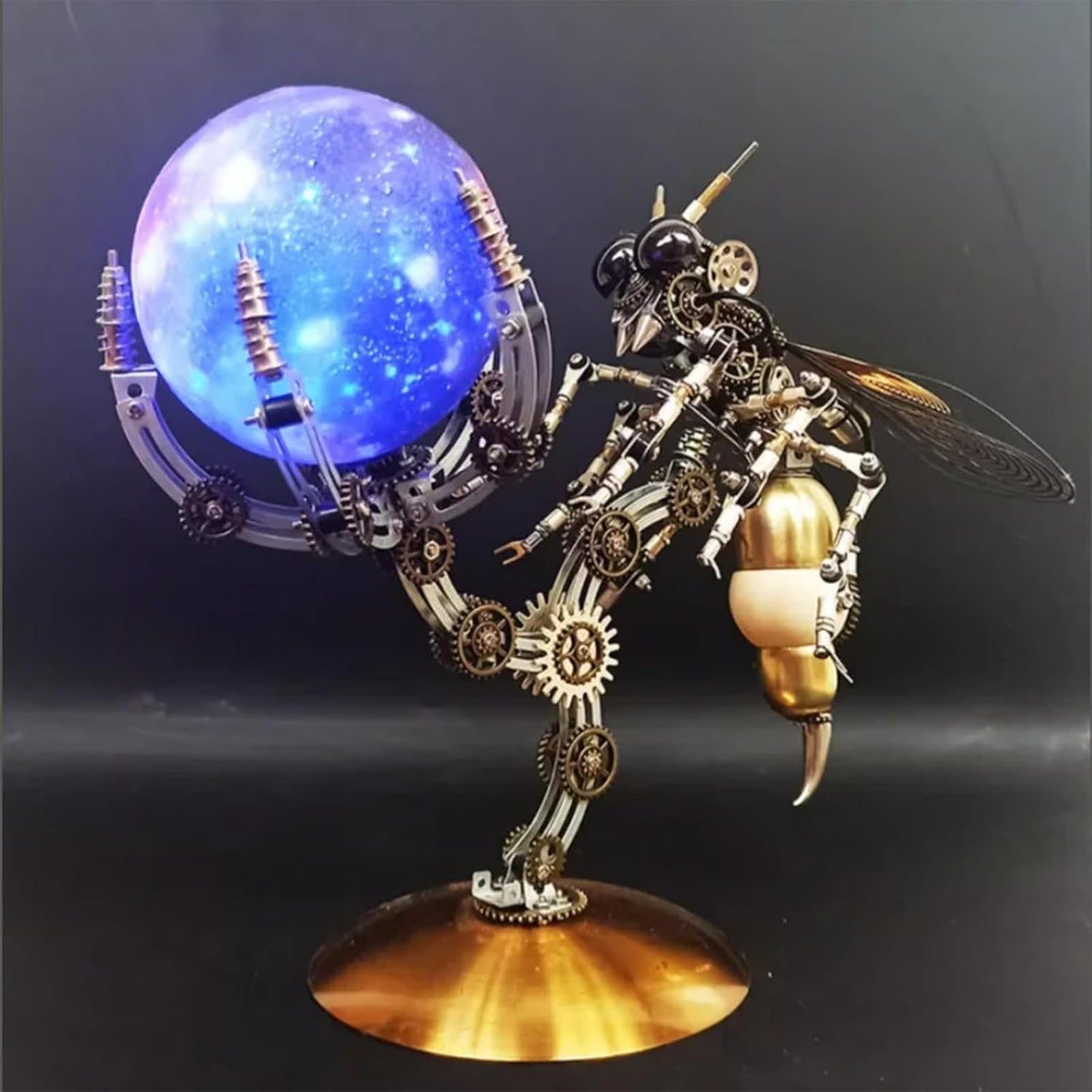 3D Metal Puzzle for Adults, DIY Mechanical Assembly Wasp Metal Model Kits with RGB Colors Lamps 3D Jigsaw Puzzles Desk Ornament (RGB lightt)