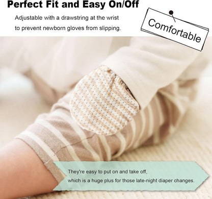 Newborn Mittens No Scratch 100% Organic Cotton 3 Packs Mitts Baby Boy Girl Neutral With String 0-12 months