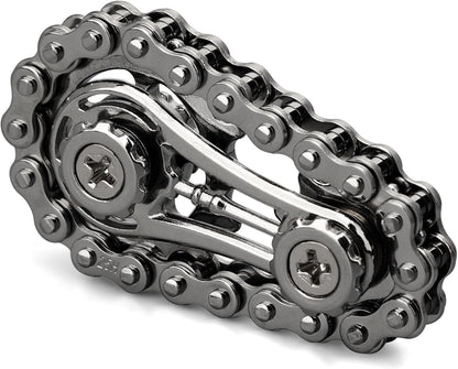Cool Sprockets Fidget Bike Chain Hand Roller for Anxiety Relief, Assemble Fidget Spinner Ring Toy for Gift, Metal Fingertip Spinning Sensory Toy for Adult Kid 4-8 8-12