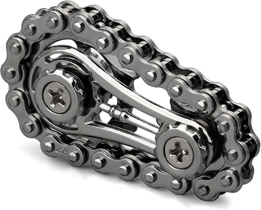 Cool Sprockets Fidget Bike Chain Hand Roller for Anxiety Relief, Assemble Fidget Spinner Ring Toy for Gift, Metal Fingertip Spinning Sensory Toy for Adult Kid 4-8 8-12