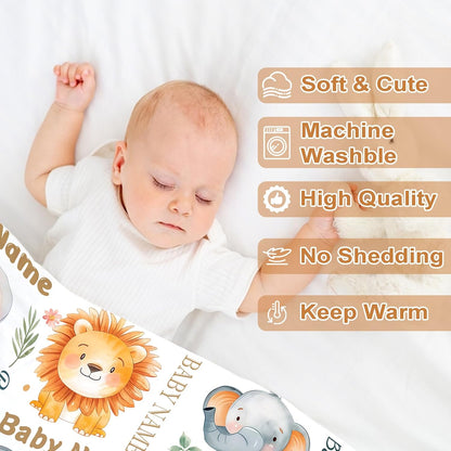 Ship Next Day, Personalized Baby Blanket – Printed in USA, Custom Baby Blanket for Boys & Girls