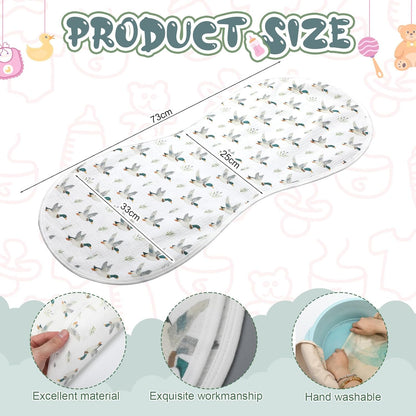 3 Pcs Changing Pad Liners Fits in Peanut Shape Changing Pad Waterproof Diaper Mats Organic Cotton Peanut Mats are Warm on a Baby's Back, Washable Reusable (Mallard Duck,Flaxen)