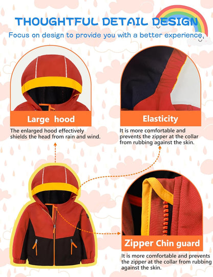 GEMYSE Toddler Boys Jacket Water repellent Baby Kids Windbreaker Jacket Fleece Toddler Coat Spring Fall Outerwear