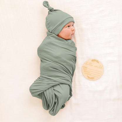 Konssy Baby Girl Newborn Receiving Blanket with Matching Headband and Beanie Set Baby Swaddle Nursery Swaddle Wrap