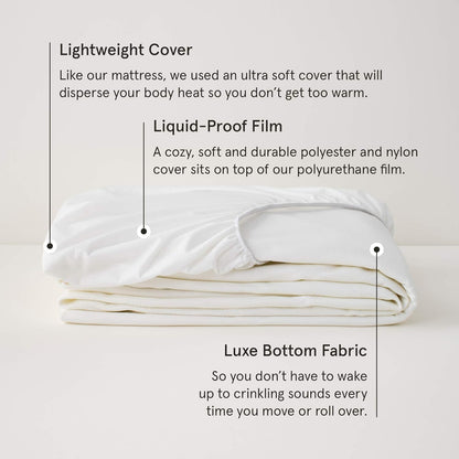 Tuft & Needle Full Mattress Protector - Waterproof, Liquid-Proof, Sleeps Quiet, Fitted Sheet Style
