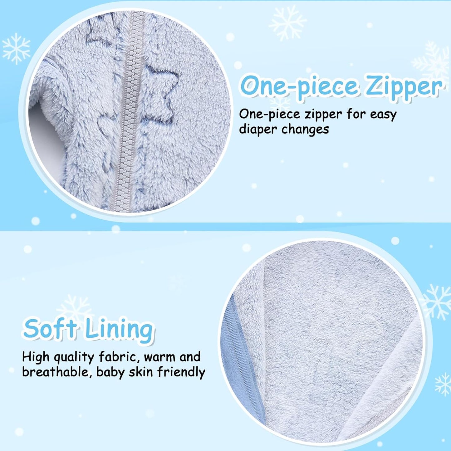 Fairy Baby Newborn Baby Bear Onesie Thin Fleece Footie Romper Snowsuit Hooded Jumpsuit Bodysuit Winter Outwear Boy Girl 0-12M