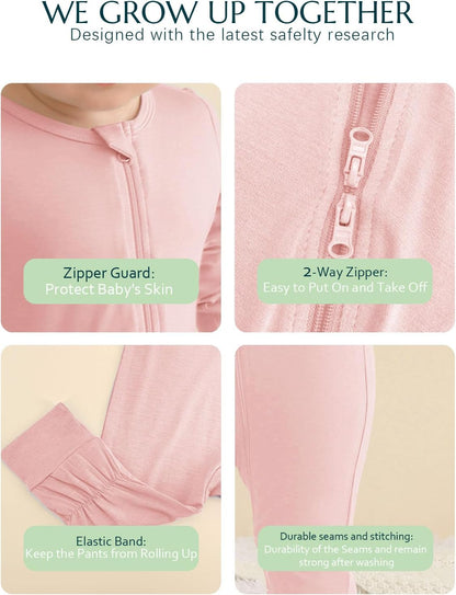 Jimonda Baby Romper Boys Girls Bamboo Pajamas 2-Way Zipper Footless Unisex Long Sleeve Sleepers Sleep and Play 0-24 Months