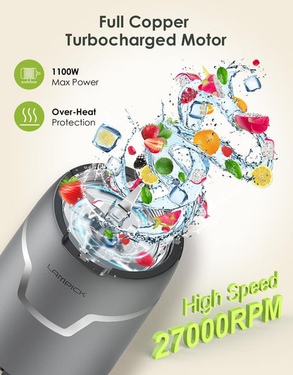 Smoothie Blender, 1100W Personal Blender for Shakes and Smoothies, Blenders and Grinder Combo for