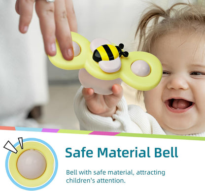 LiKee Strong Suction Cup Fidget Rotating Sensory Bath Toys for Baby 12 18 Months Airplane Car