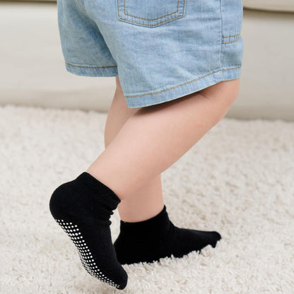 Zaples Baby Non Slip Grip Ankle Socks with Non Skid Soles for Infants Toddlers Kids Boys Girls