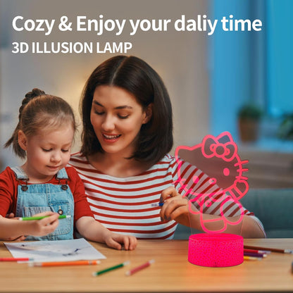 Cat Night Light Cute Night Light - Anime Charater 16 Color Change Decor Kitty Lamp with Remote, Dim, Timer,Kids Gifts for Christmas Birthday,Nursery Baby