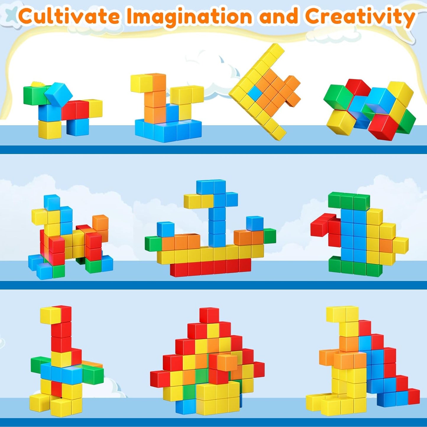 Magnetic Blocks for Toddlers Toys,1.42 Inch Building Blocks Toys for 3 4 5 6 7 8+Years Old Boys Girls, Magnetic Cubes for Kids STEM Montessori Toy Educational Sensory Magnet Toy for Kids Age 1-3 3-5