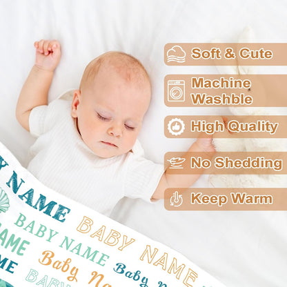 Ship Next Day, Personalized Baby Blanket – Printed in USA, Custom Baby Blanket for Boys & Girls