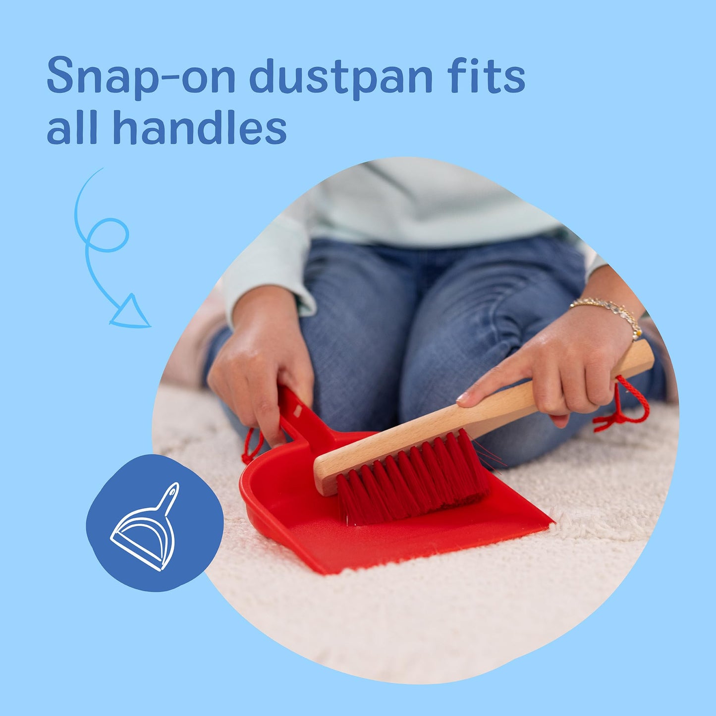 Melissa & Doug Dust Sweep Mop, 6-Pc. Toddler Cleaning Set with Kids Broom & Accessories, Preschool