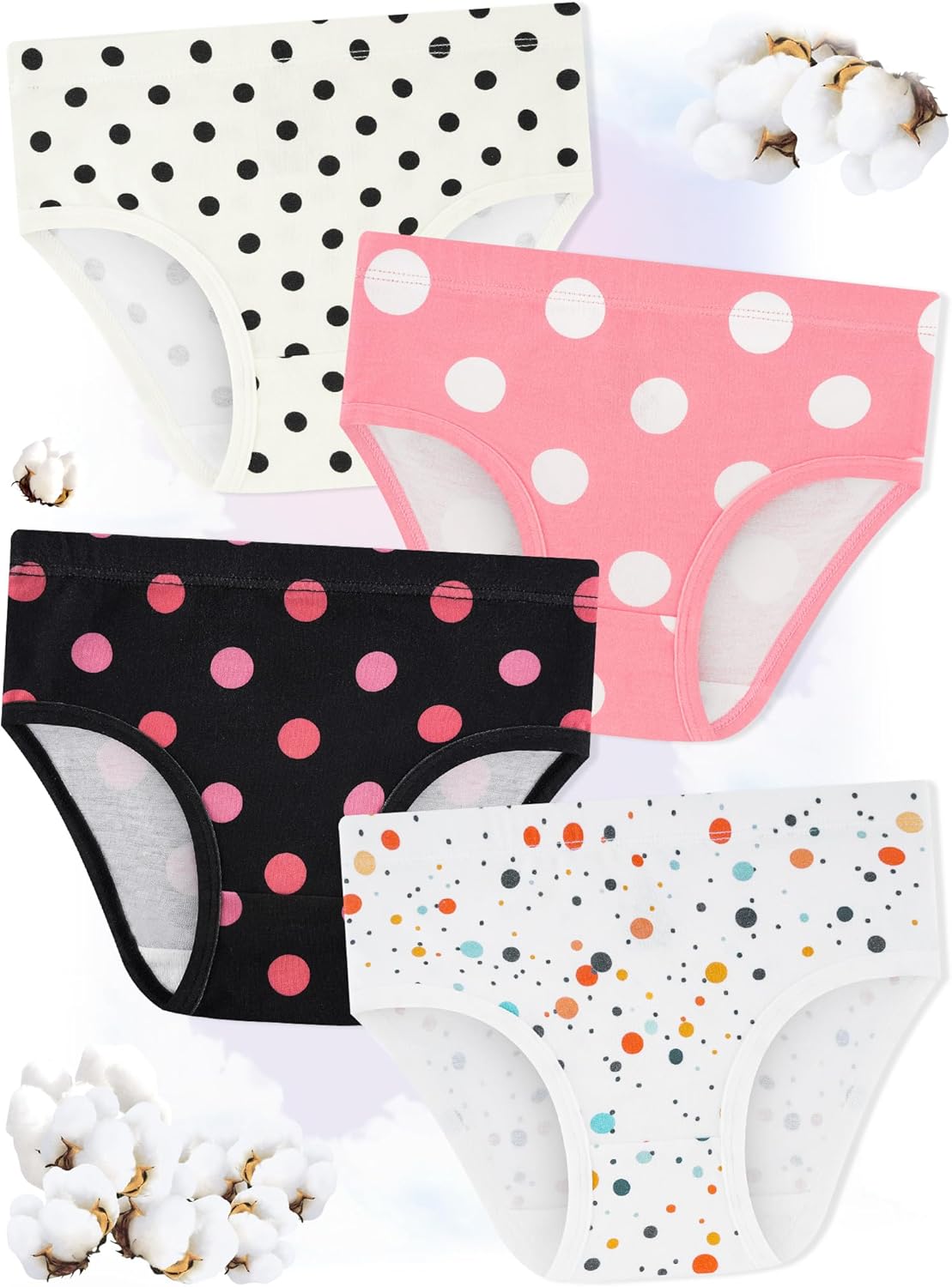 Girls' Underwear,Soft Cotton Tagless Panties for Toddlers' & Little Kids Comfort,Breathable Briefs,8-Pack