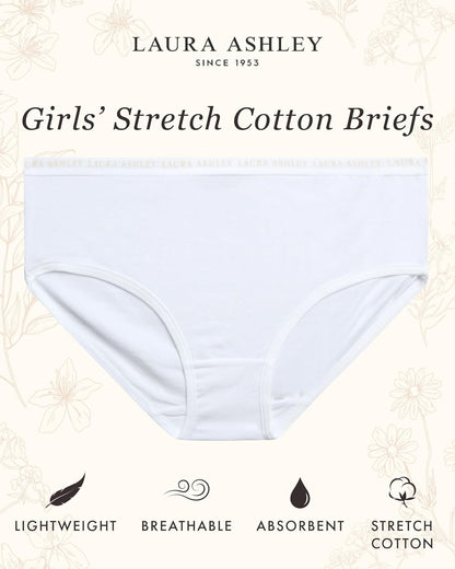 Laura Ashley Girls Underwear - 5 Pack Soft Stretch Breathable Panties for Girls - Lightweight Cotton Panties (Size: 4-12)