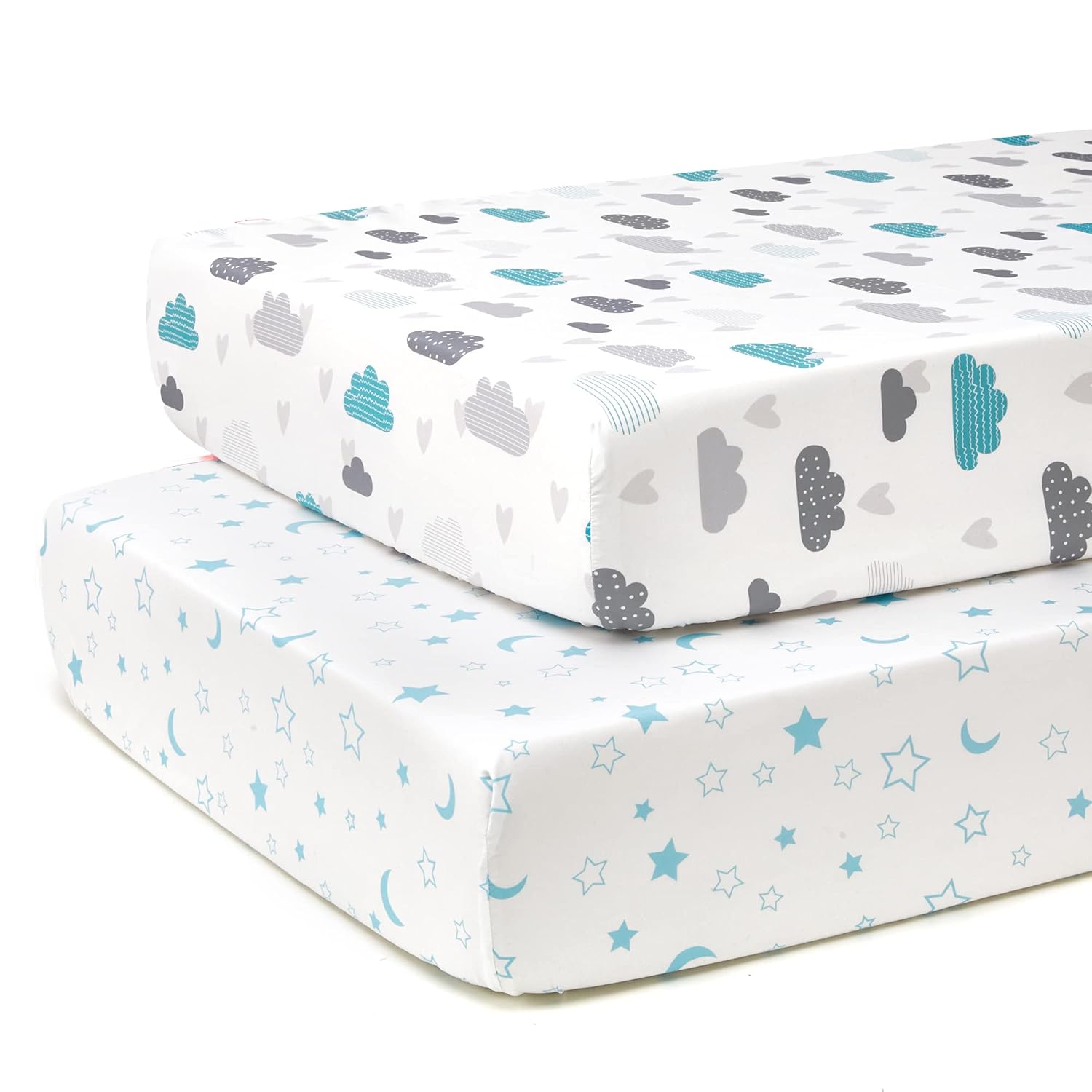 TILLYOU Baby Crib Sheets for Boys Girls, Super Soft Toddler Bed Sheets, 2 Pack Sheets for Standard