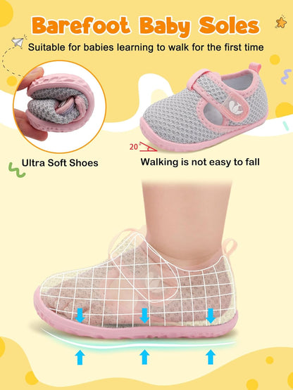 FEETCITY Barefoot Baby Shoes Girls Boys Walking Shoes Infant Sneakers Lightweight Flexible Newborn Dress School Shoe