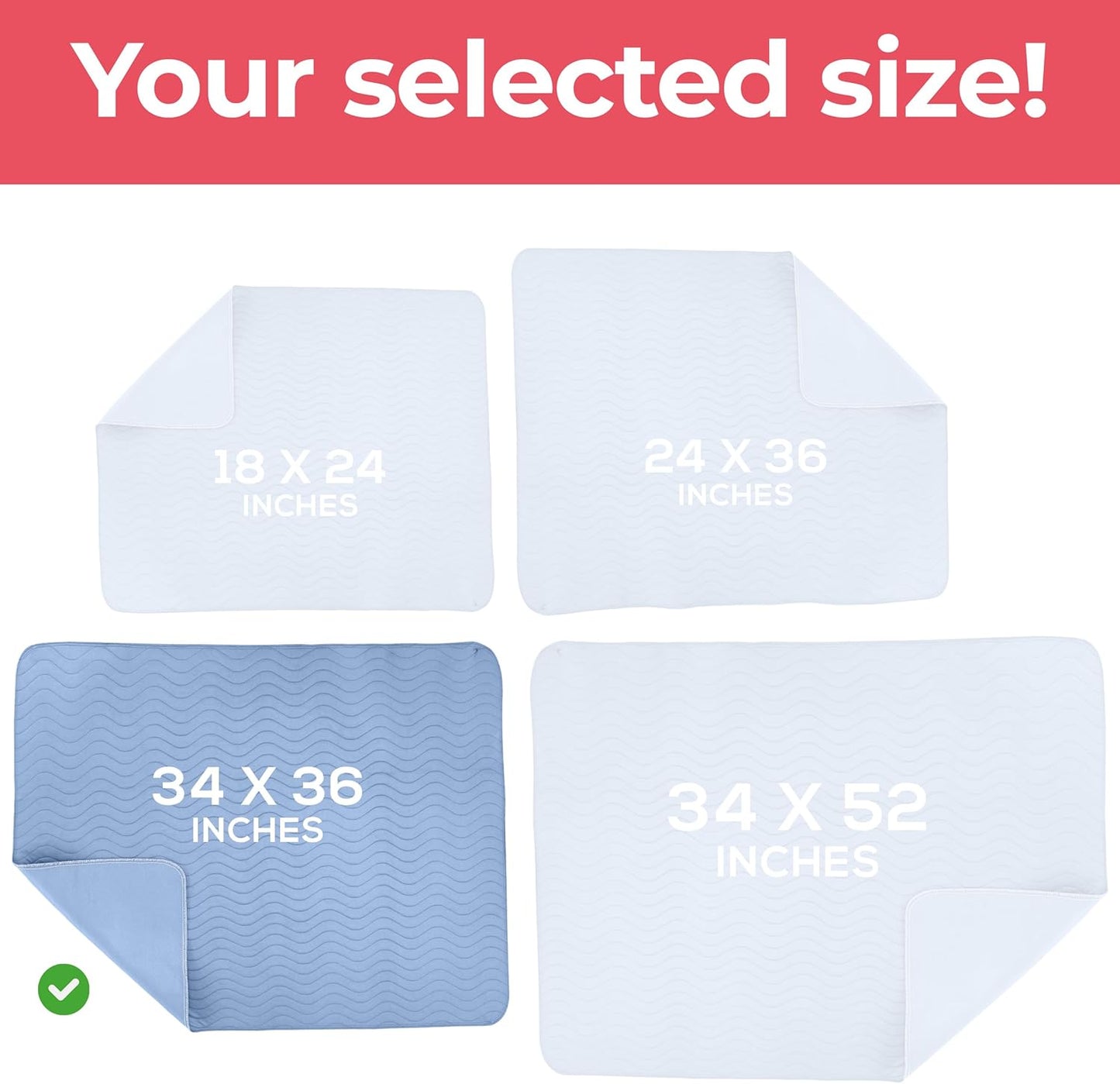 Utopia Bedding Washable Underpads 34" x 36" (Pack of 4), Waterproof Reusable Heavy Absorbency