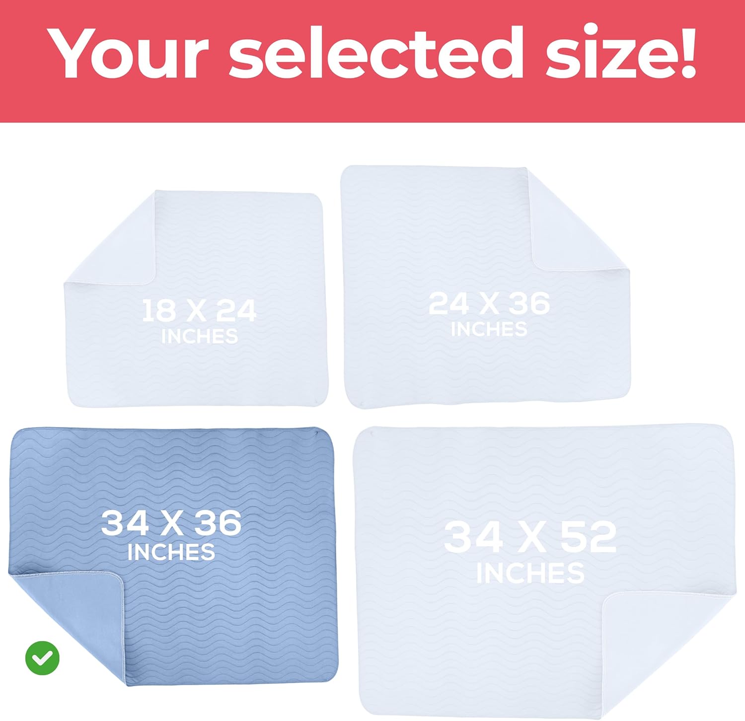 Utopia Bedding Washable Underpads 34" x 36" (Pack of 4), Waterproof Reusable Heavy Absorbency