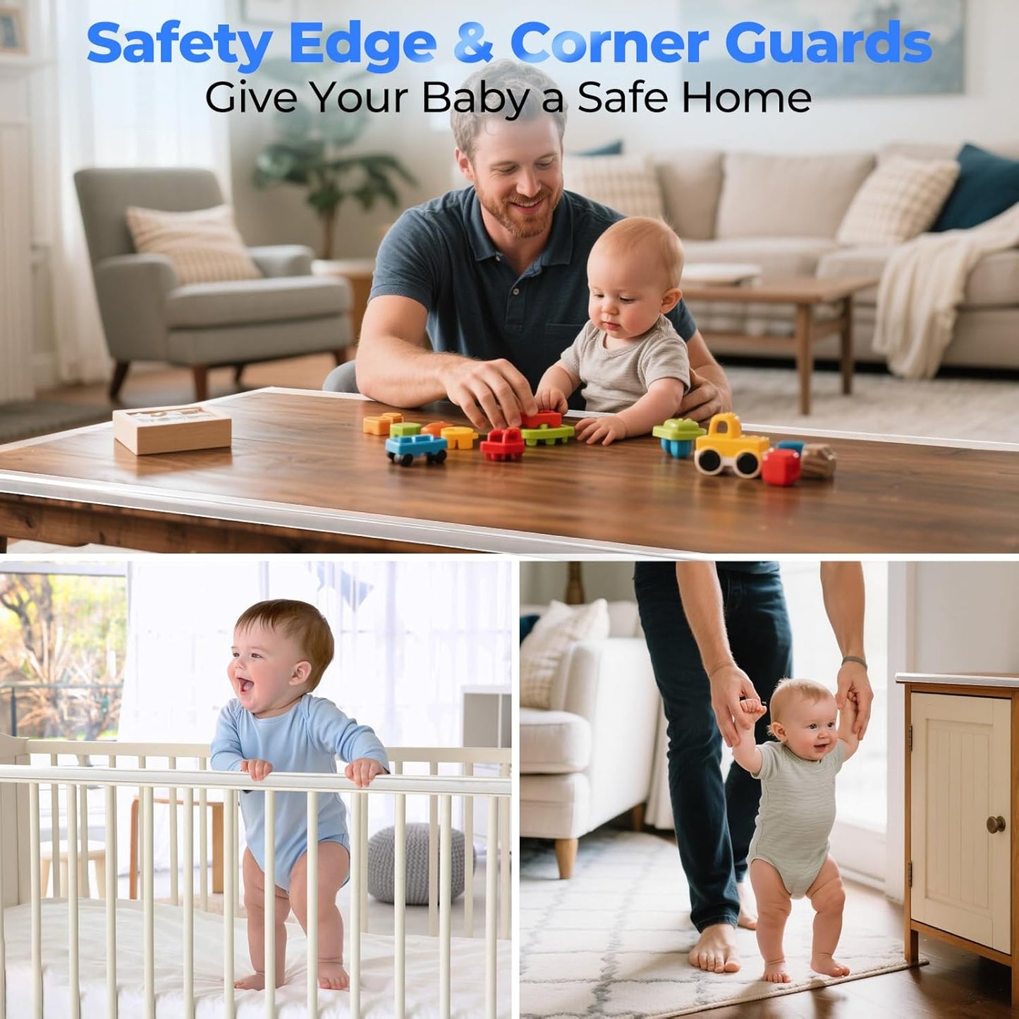Edge Corner Protector Baby Proofing, Clear Soft Corner Protectors Baby Proof, Furniture Corner Guard & Edge Safety, Edge Protector for Table and Fireplace(9.8ft L*0.78inch W*0.09inch H)