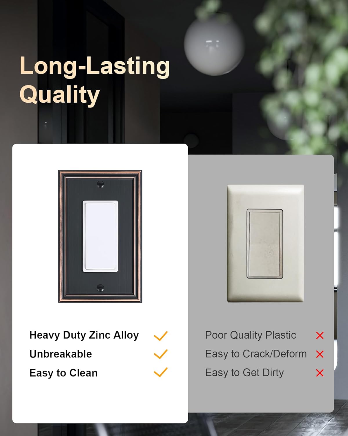 4-Pack Decorator Outlet Cover Plate, Aged Bronze Decorative Switch Plates and Outlet Covers