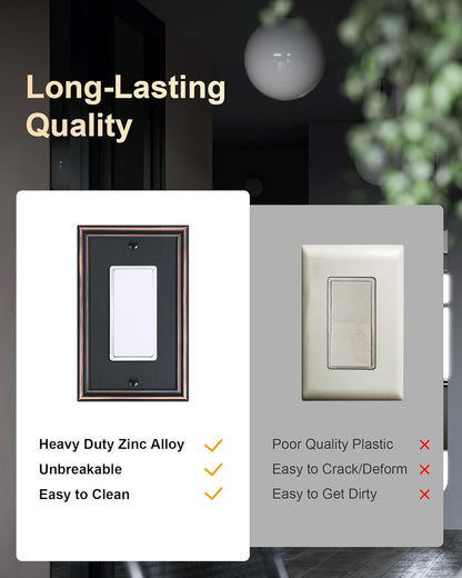 4-Pack Decorator Outlet Cover Plate, Aged Bronze Decorative Switch Plates and Outlet Covers