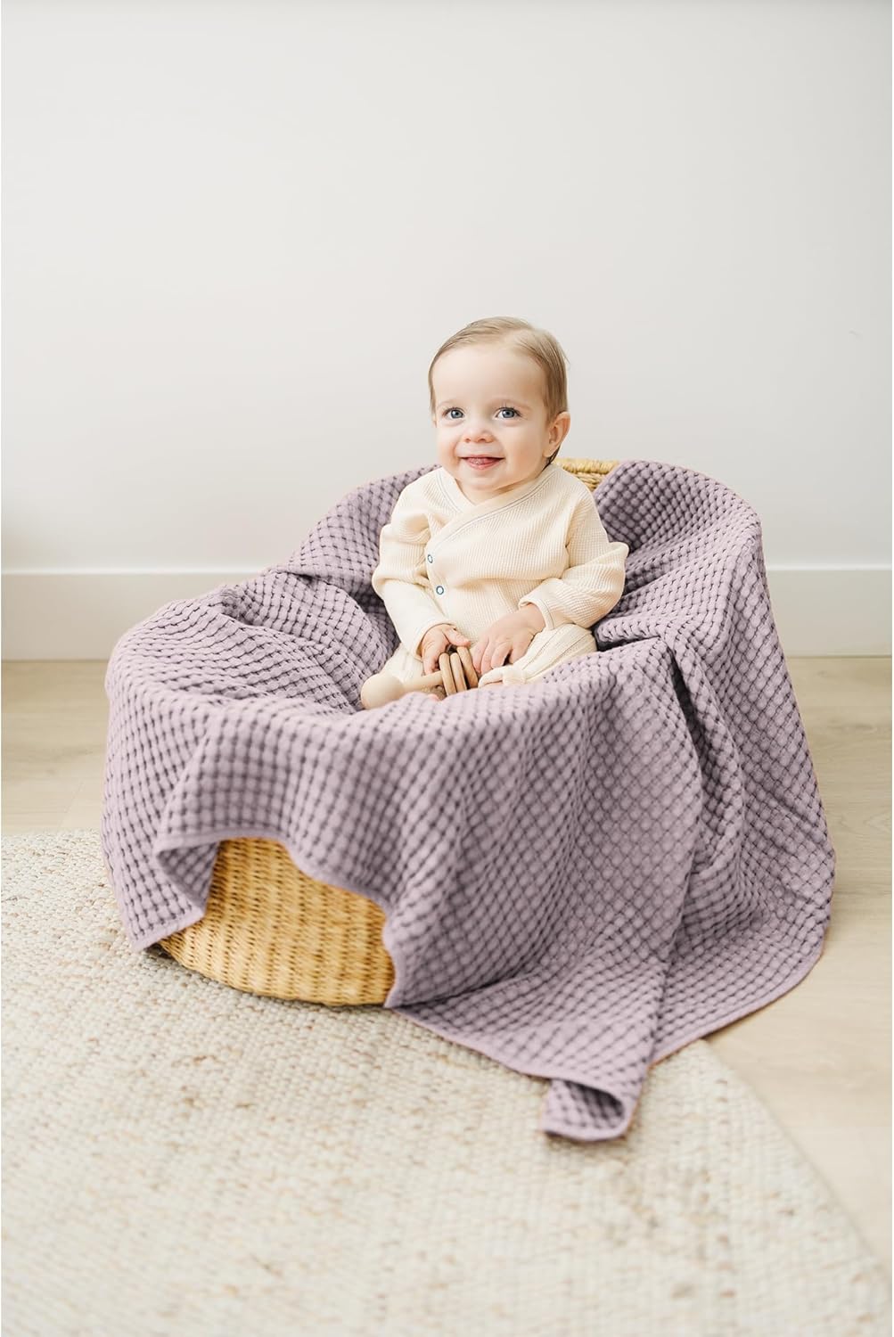 Konssy Waffle Baby Blanket - Soft & Cozy Nursery Swaddle Blanket, Lightweight Toddler Throw for