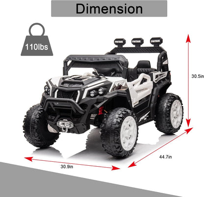 24V Ride On Car for Kids, 4x4 Kids Electric Car with Remote Control Off Road, Children Car with Bluetooth 3 Speeds LED Lights Storage Trunk,White