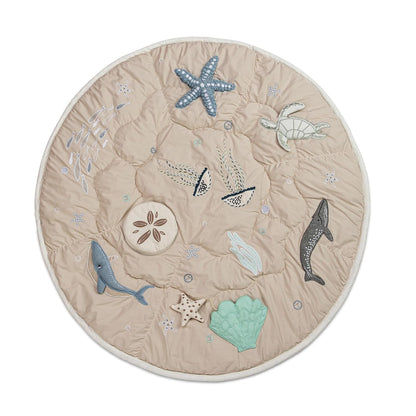 Crane Baby Activity Mat, Interactive Baby Play Mat for Boys and Girls, Sea Life, 36" x 36", Stimulating Baby Toys & Mirror, Infant Play Mat, Tummy Time Baby Floor Mat, Kids Play Mat, Tummy Time Mat