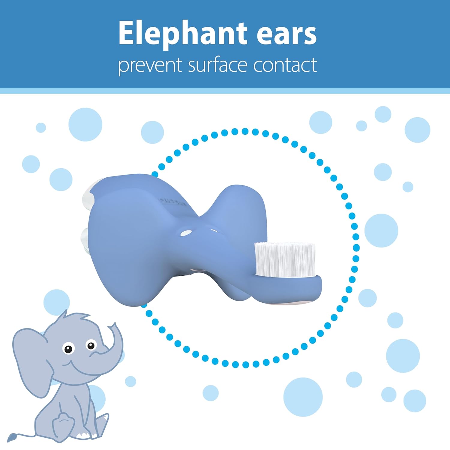 Dr. Brown's Infant-to-Toddler Training Toothbrush Set, Blue Elephant with Fluoride-Free Apple Pear