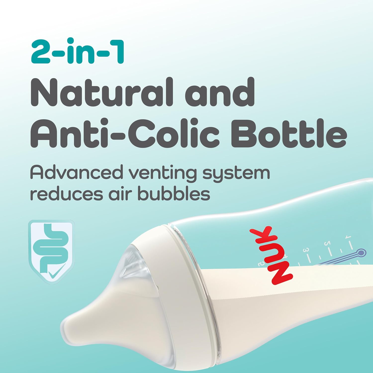 NUK Perfect Match 2-in-1 Natural and Anti-Colic Bottle with Slow Flow, Wide, Adaptable Nipple