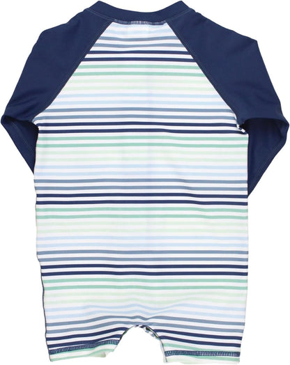 RUGGEDBUTTS Baby/Toddler Boy Swimsuit, One Piece Zipper Rash Guard Sunsuit with UPF 50+ Sun Protection