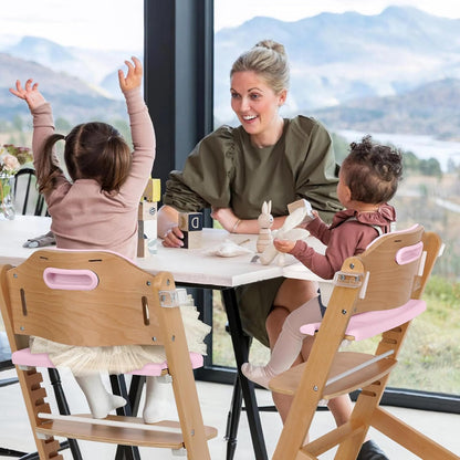Cowiewie Natural Wooden High Chair for Babies & Toddlers 3-Tier Remove Adjustable Tray and