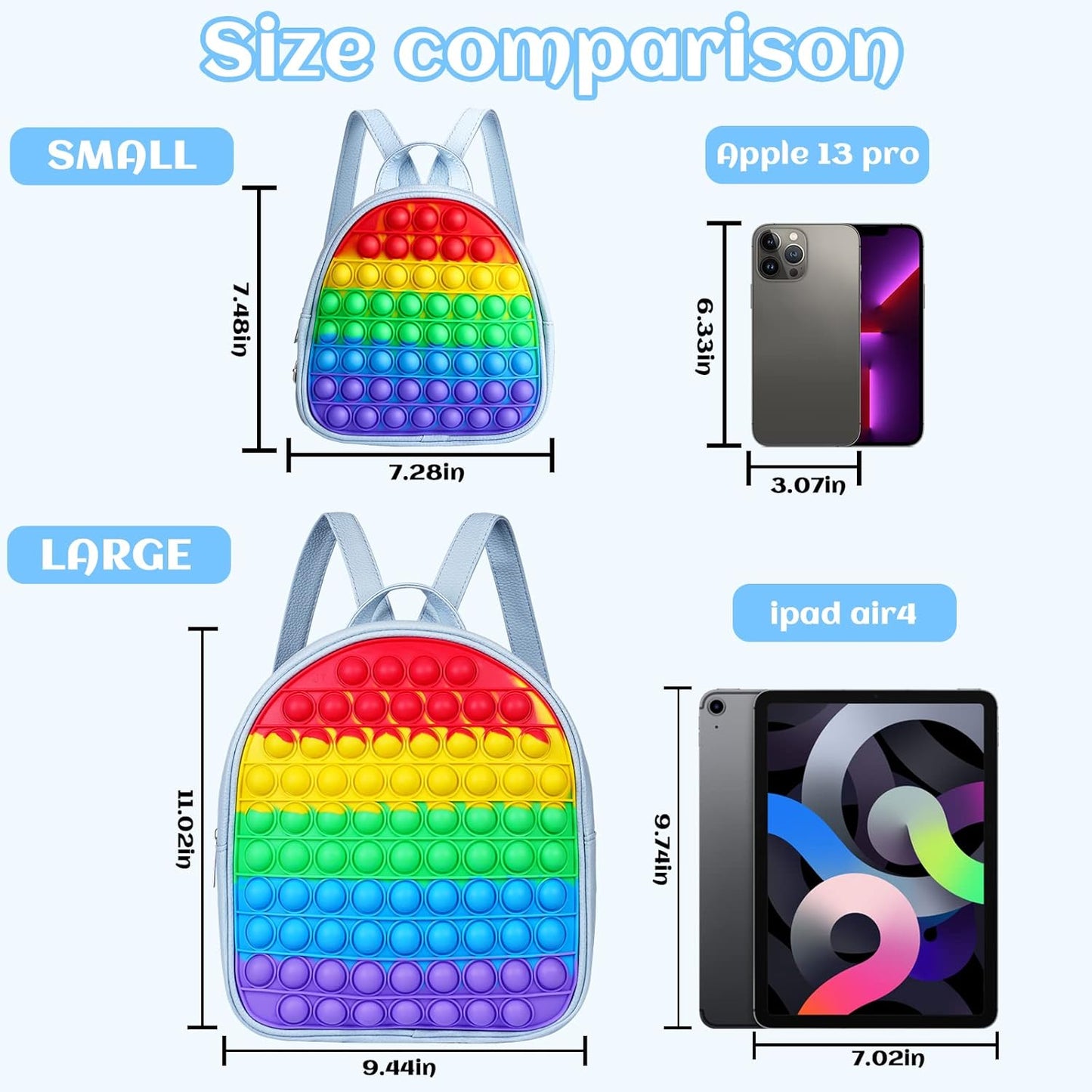 SCIONE Pop Backpack Fidget Toy for Girls, Easter Gifts for Kids School Bookbag, Large Capacity Push Bubble Backpack Fidget Toys Easter Fidgets Gifts for Girls