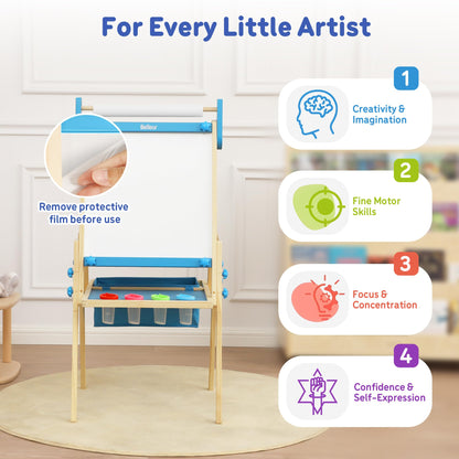 Belleur All-in-One Art Easel for Kids, Adjustable Double Sided Easel for Toddlers with Magnetic