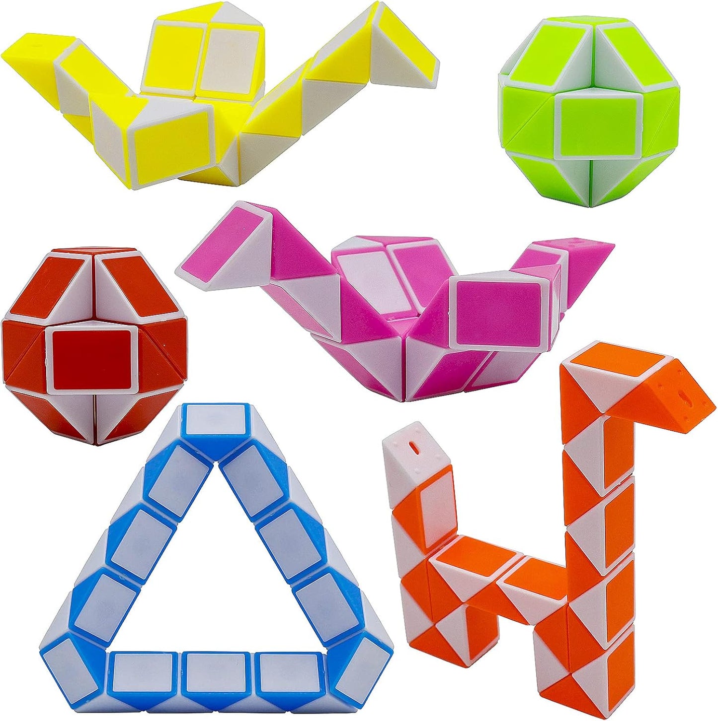 12 Pack 24 Blocks Mini Fidget Snake Cube Mini Twist Puzzle Cubes Magic Speed Cubes Toy for Kids